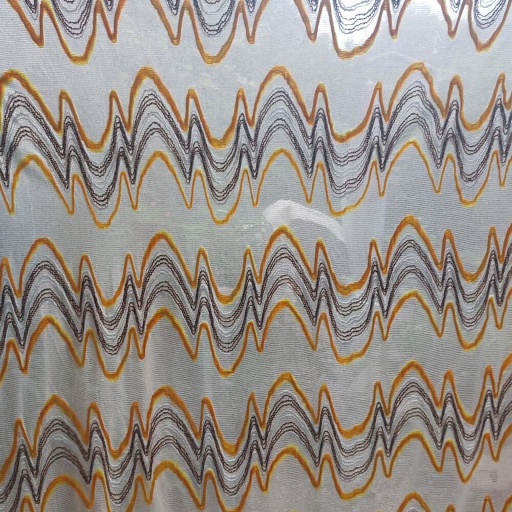 Superb psychedelic groovy wide and long pair of curtain panels from the 1970s
